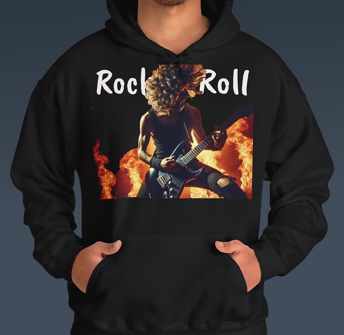 Rock `n`Roll Heavy Blend™ Hooded Sweatshirt, Men, Women, Rockers, School, Work, Drinking with Buddies, Outdoor, Indoor, Fun