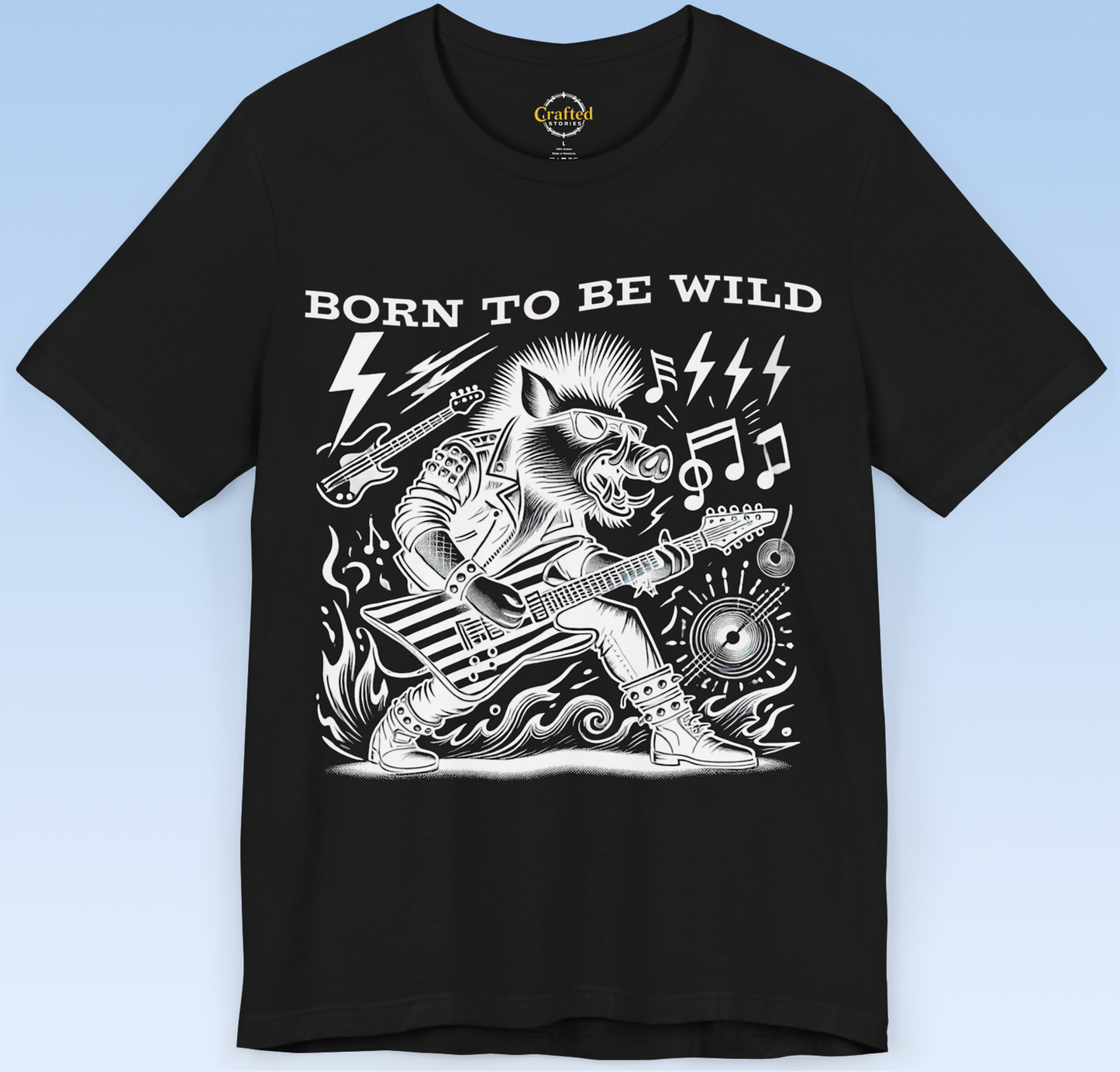 Born to be Wild; Wild Pig Unisex Rock `n` Roll T- Shirt