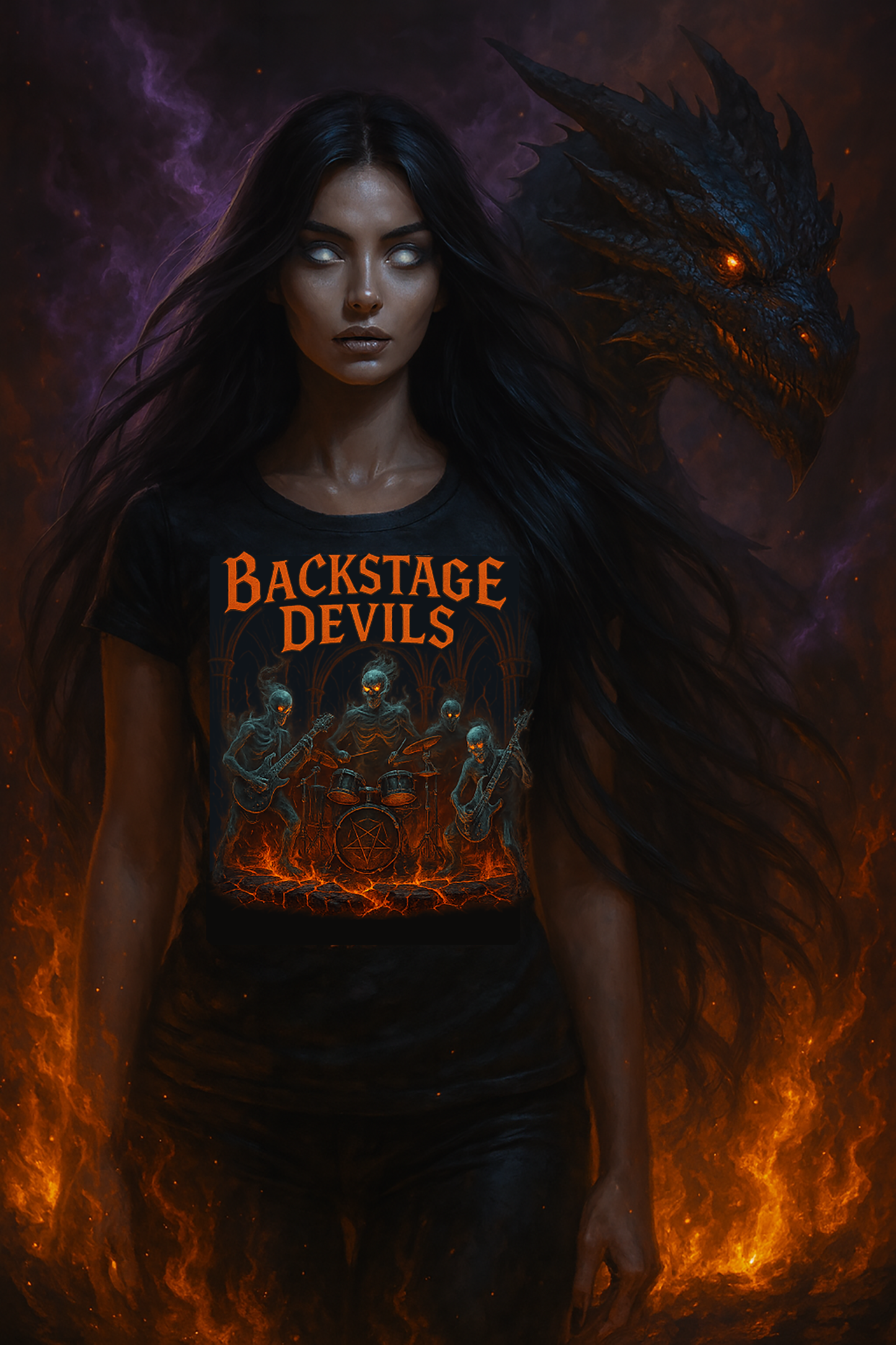 Backstage Devils – Infernal Metal Band Tee, Short Sleeve T- shirt