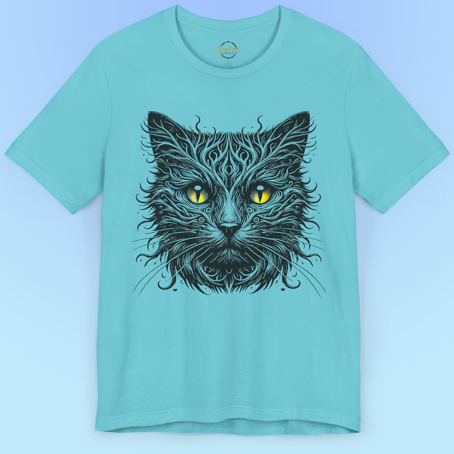 Black Cat With Yellow Eyes- Short Sleeve T- shirt