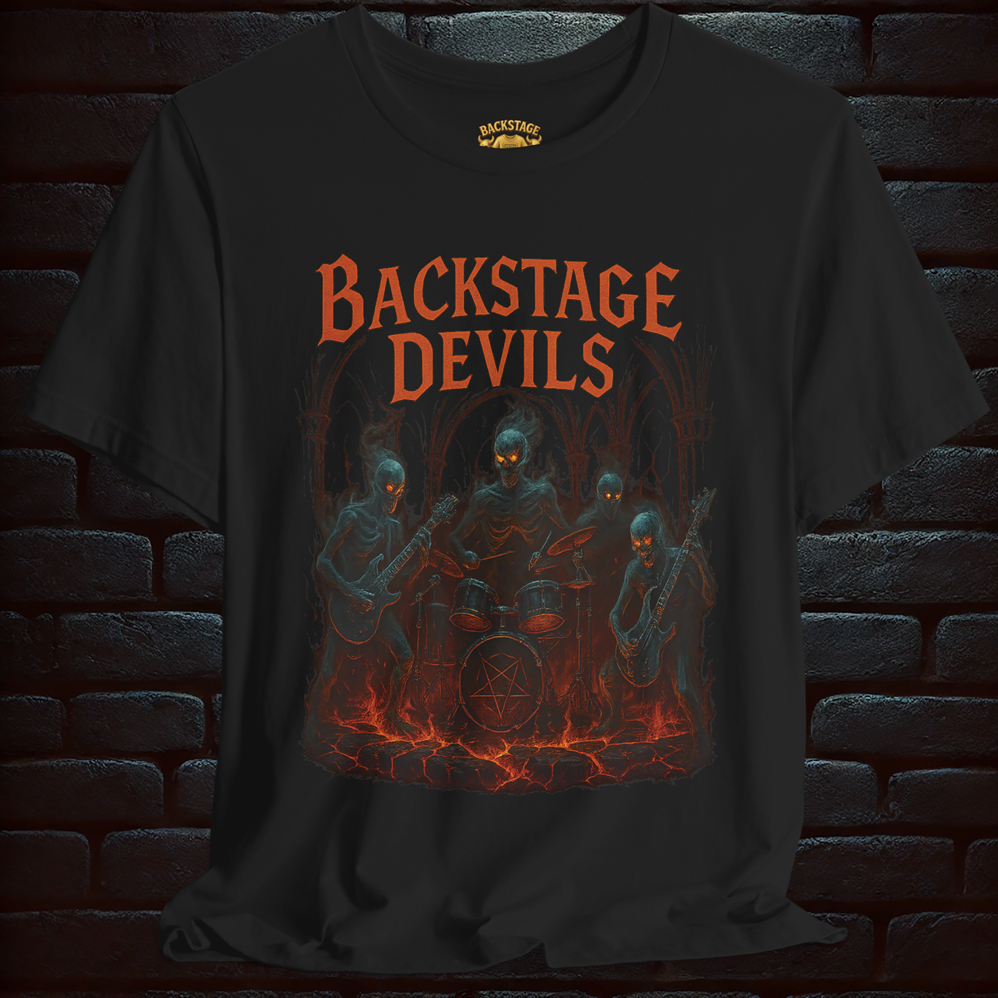 Backstage Devils – Infernal Metal Band Tee, Short Sleeve T- shirt