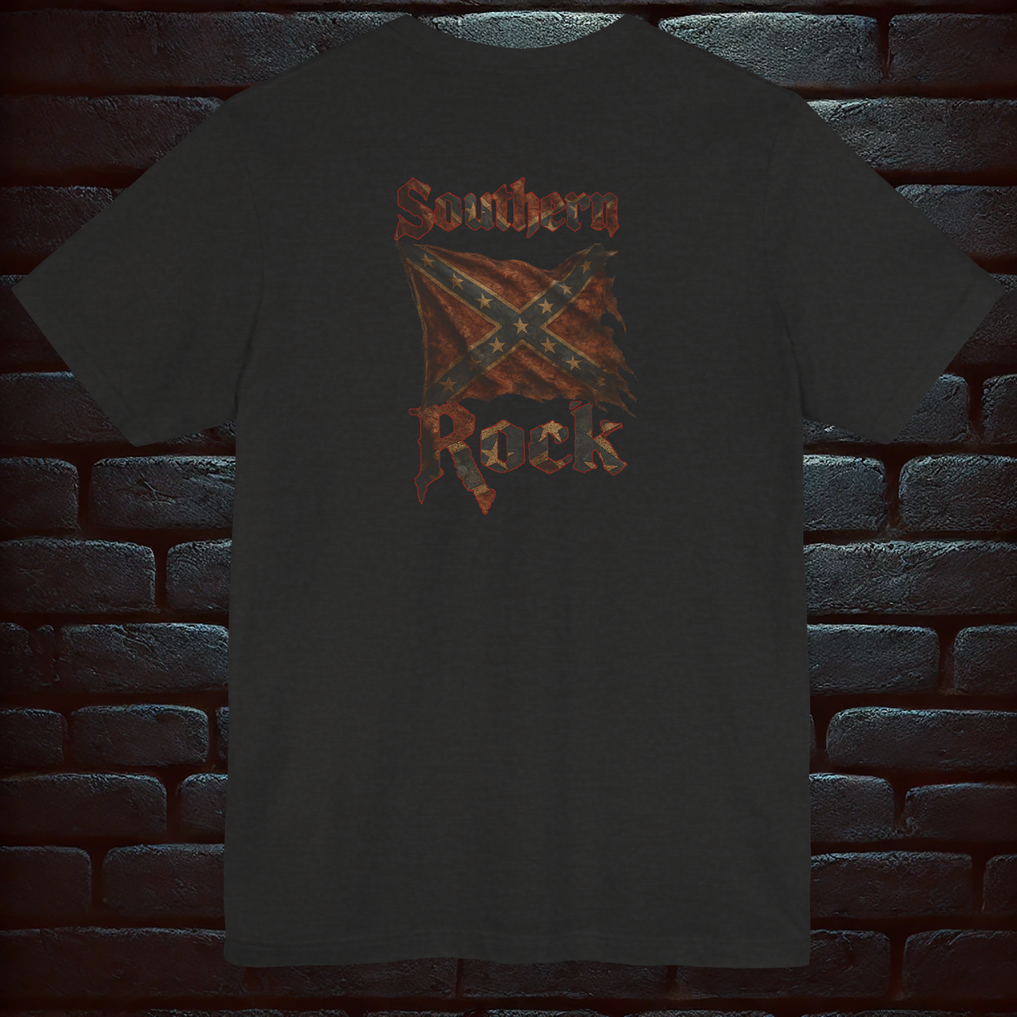 Southern Rock T-Shirt – Guitar & Rebel Flag | Biker Style T-Shirt – Exclusive Edition, Short Sleeve Tee
