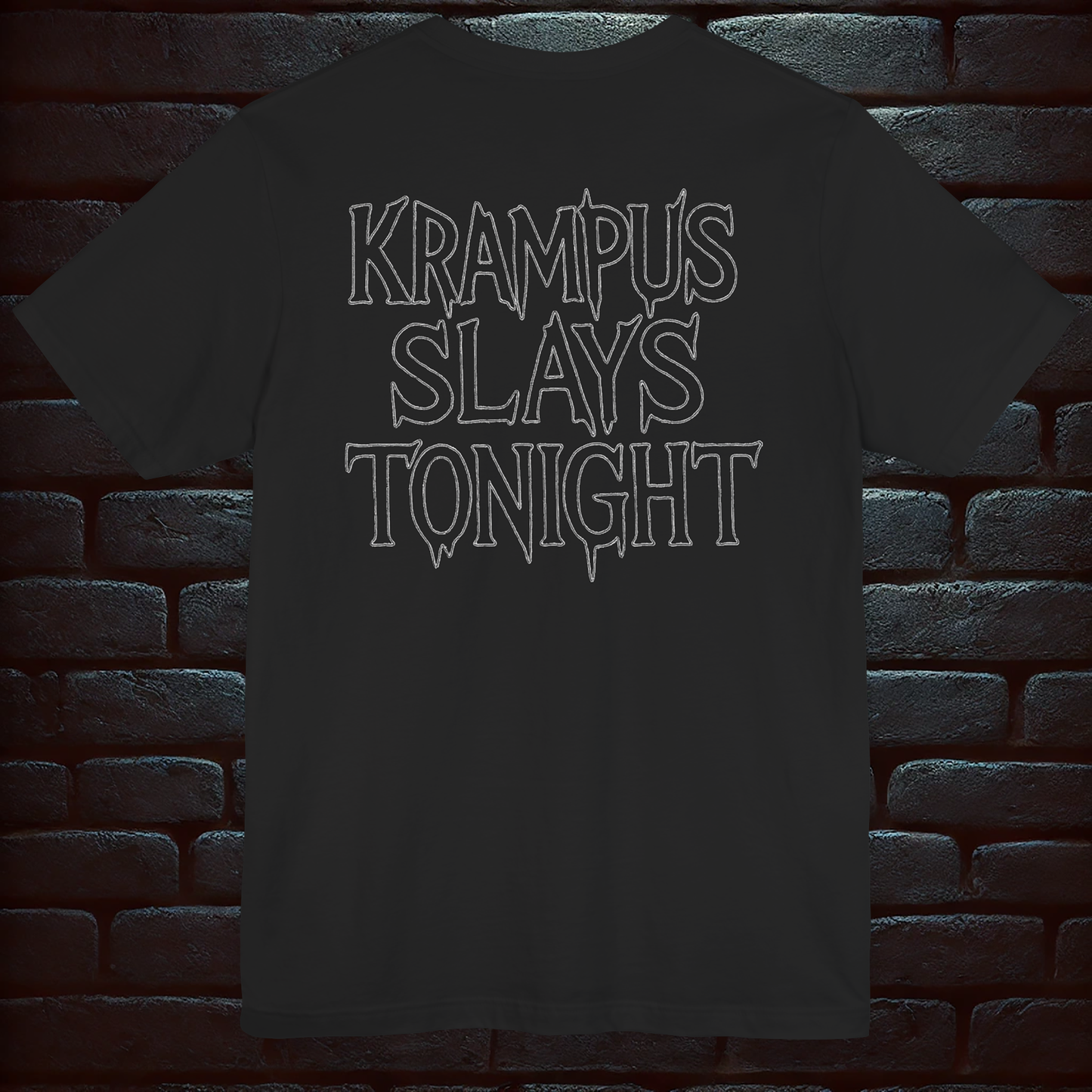 Krampus slays tonight Christmas T shirt– Scary Fun Design –Short Sleeve Tee