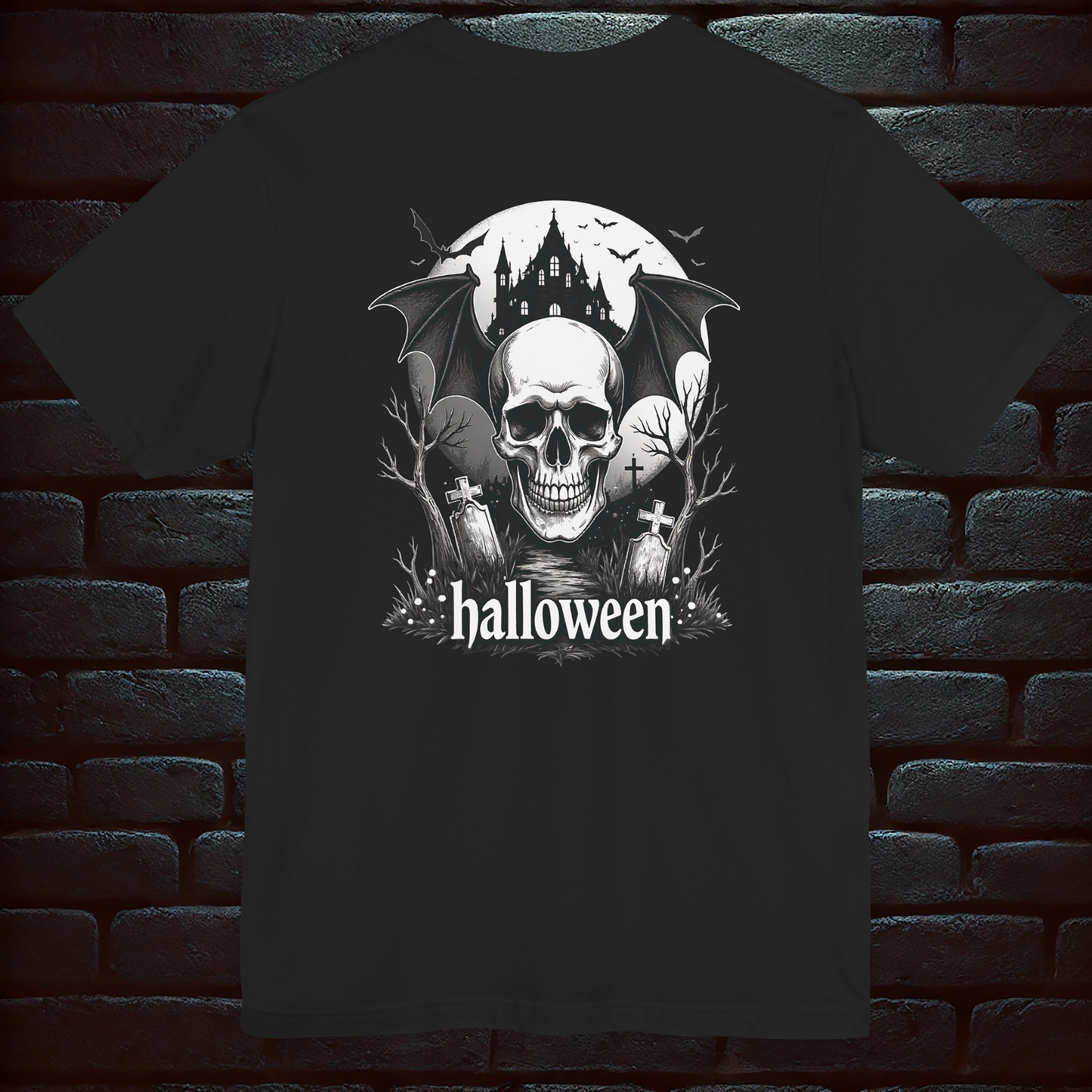 Gothic Halloween Witch & Skull T-Shirt – Spooky, Funny & Dark Style –Short Sleeve Tee