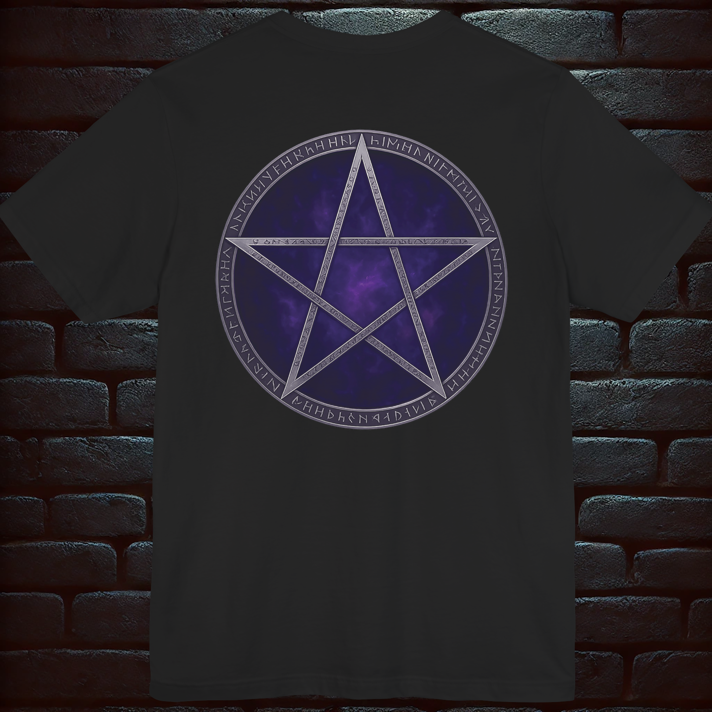 Grim Reaper Pumpkin T-Shirt with Pentagram Back Print – Gothic Halloween Short Sleeve Tee