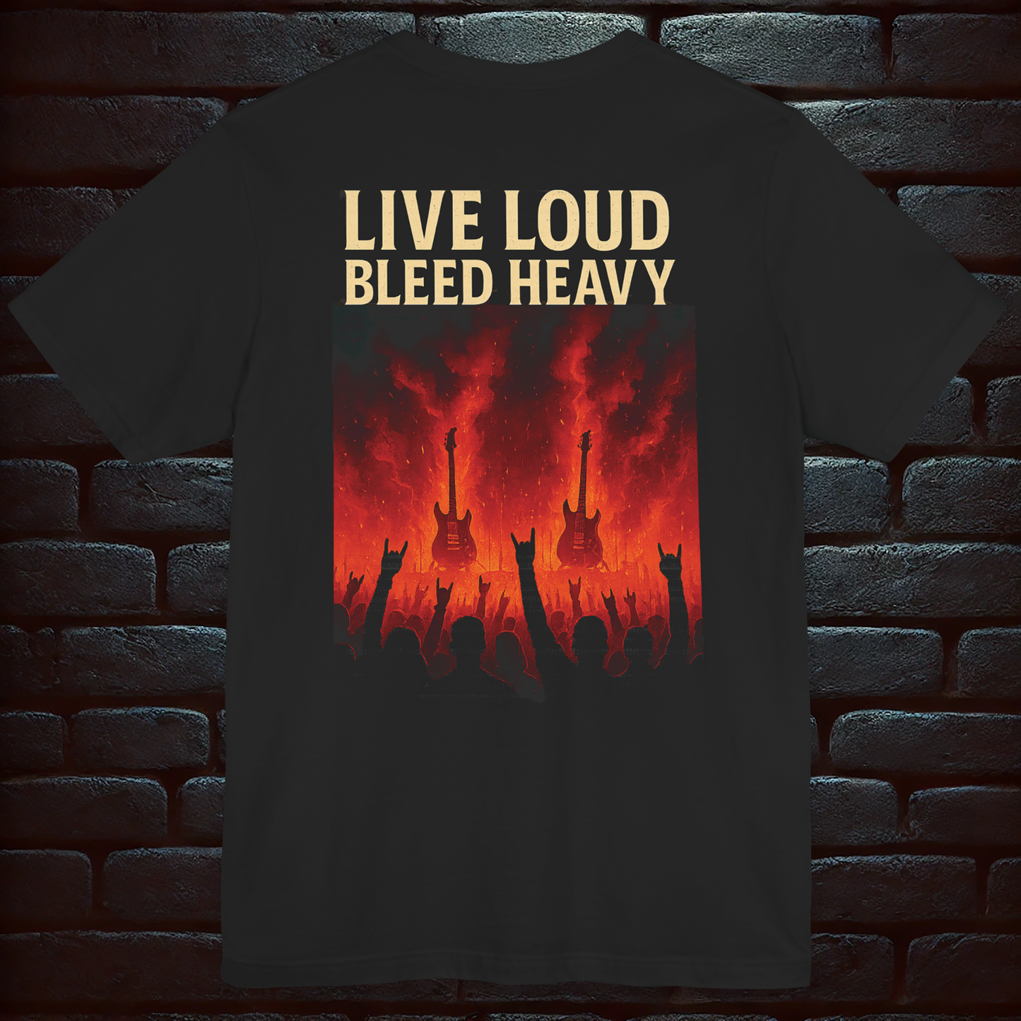 Blood, Riffs & Fire – Heavy Metal Concert Tee, Short Sleeve T- shirt