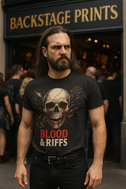 Blood, Riffs & Fire – Heavy Metal Concert Tee, Short Sleeve T- shirt