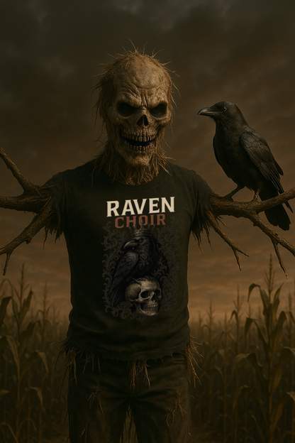 Raven Choir – Gothic Crow and Skull T-Shirt, Short Sleeve T- shirt