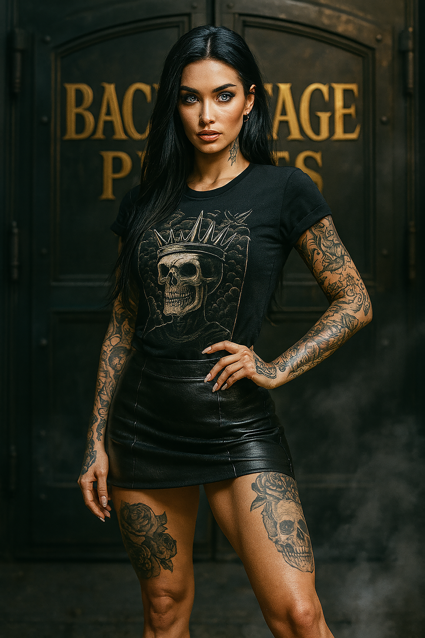 King of Fools – Halloween Dark Skull Crown & Pentagram T-Shirt  Short Sleeve Tee