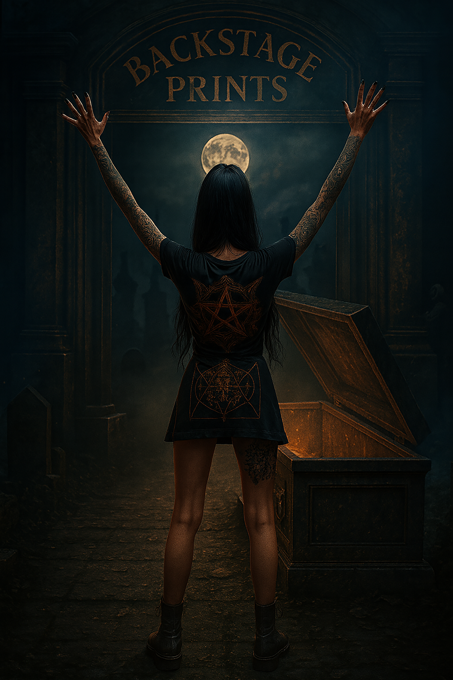King of Fools – Halloween Dark Skull Crown & Pentagram T-Shirt  Short Sleeve Tee