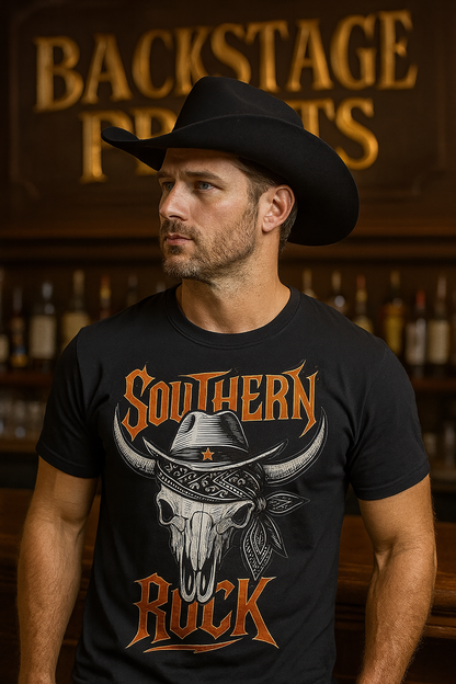 Southern Sound & Distorted Mind + Southern Rock Skull T-Shirt – Rebel Style Short Sleeve T- shirt