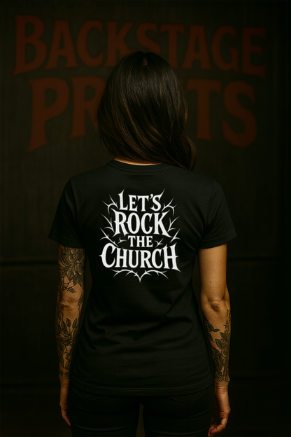Nun Rock N Roll T-Shirt – Gothic Horror Concert Tee with Back Print  –Short Sleeve Tee