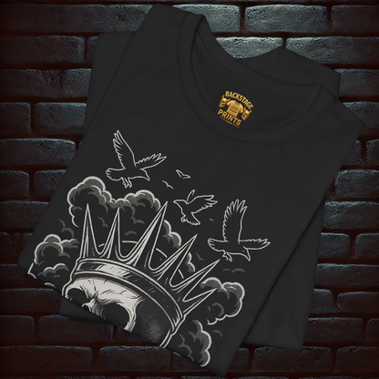 King of Fools – Halloween Dark Skull Crown & Pentagram T-Shirt  Short Sleeve Tee