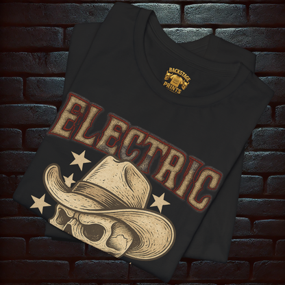 Electric Cowboy Skull – Vintage Western Rock Short Sleeve T- shirt