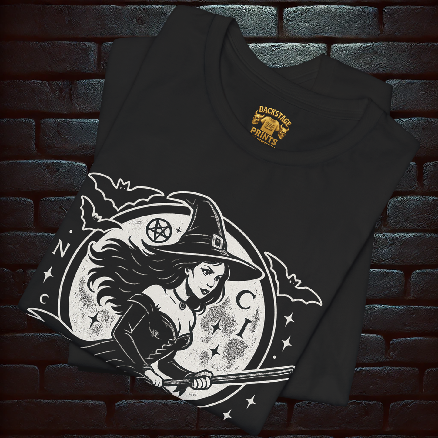Gothic Halloween Witch & Skull T-Shirt – Spooky, Funny & Dark Style –Short Sleeve Tee