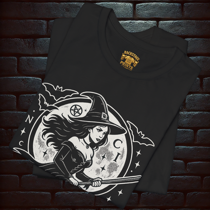 Gothic Halloween Witch & Skull T-Shirt – Spooky, Funny & Dark Style –Short Sleeve Tee
