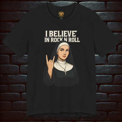 Nun Rock N Roll T-Shirt – Gothic Horror Concert Tee with Back Print  –Short Sleeve Tee