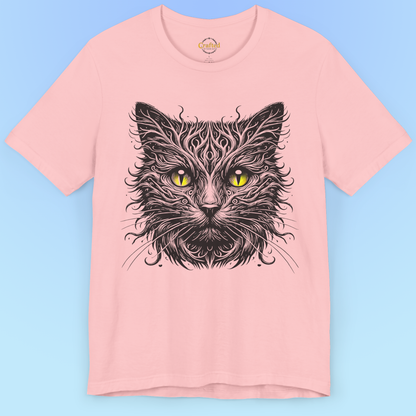 Black Cat With Yellow Eyes- Short Sleeve T- shirt