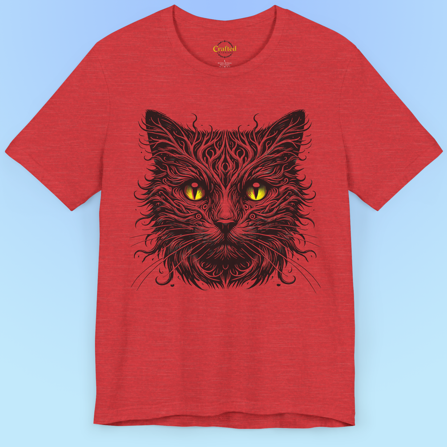 Black Cat With Yellow Eyes- Short Sleeve T- shirt