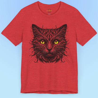 Black Cat With Yellow Eyes- Short Sleeve T- shirt