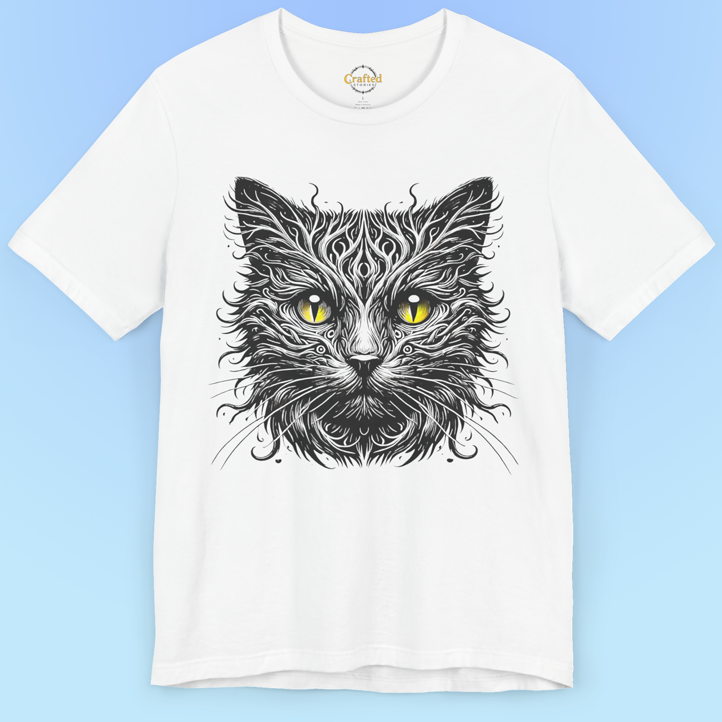 Black Cat With Yellow Eyes- Short Sleeve T- shirt