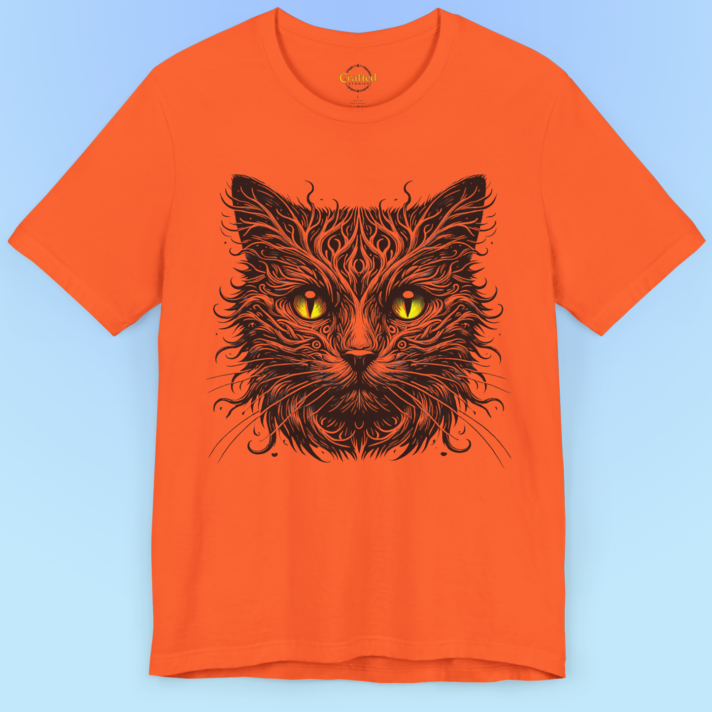 Black Cat With Yellow Eyes- Short Sleeve T- shirt