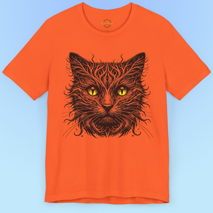 Black Cat With Yellow Eyes- Short Sleeve T- shirt
