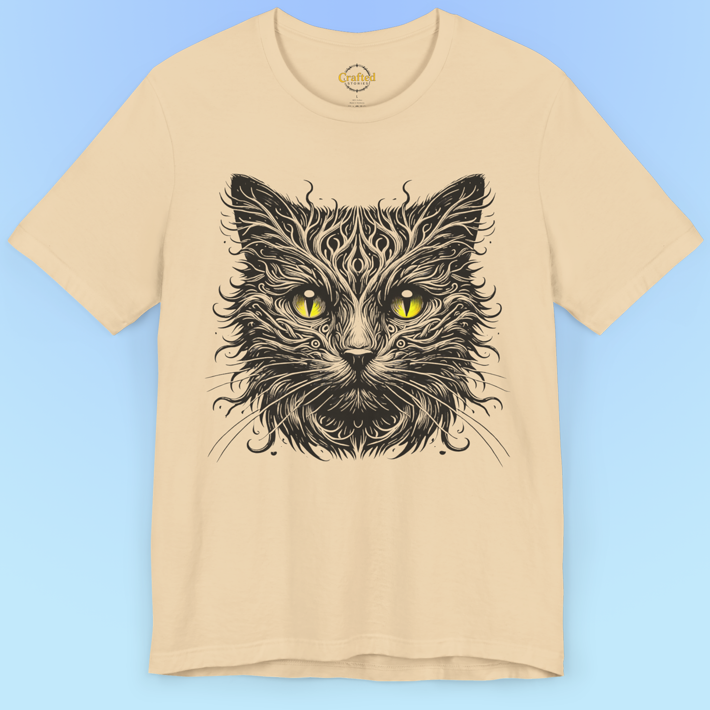 Black Cat With Yellow Eyes- Short Sleeve T- shirt
