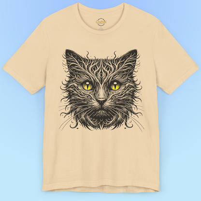 Black Cat With Yellow Eyes- Short Sleeve T- shirt