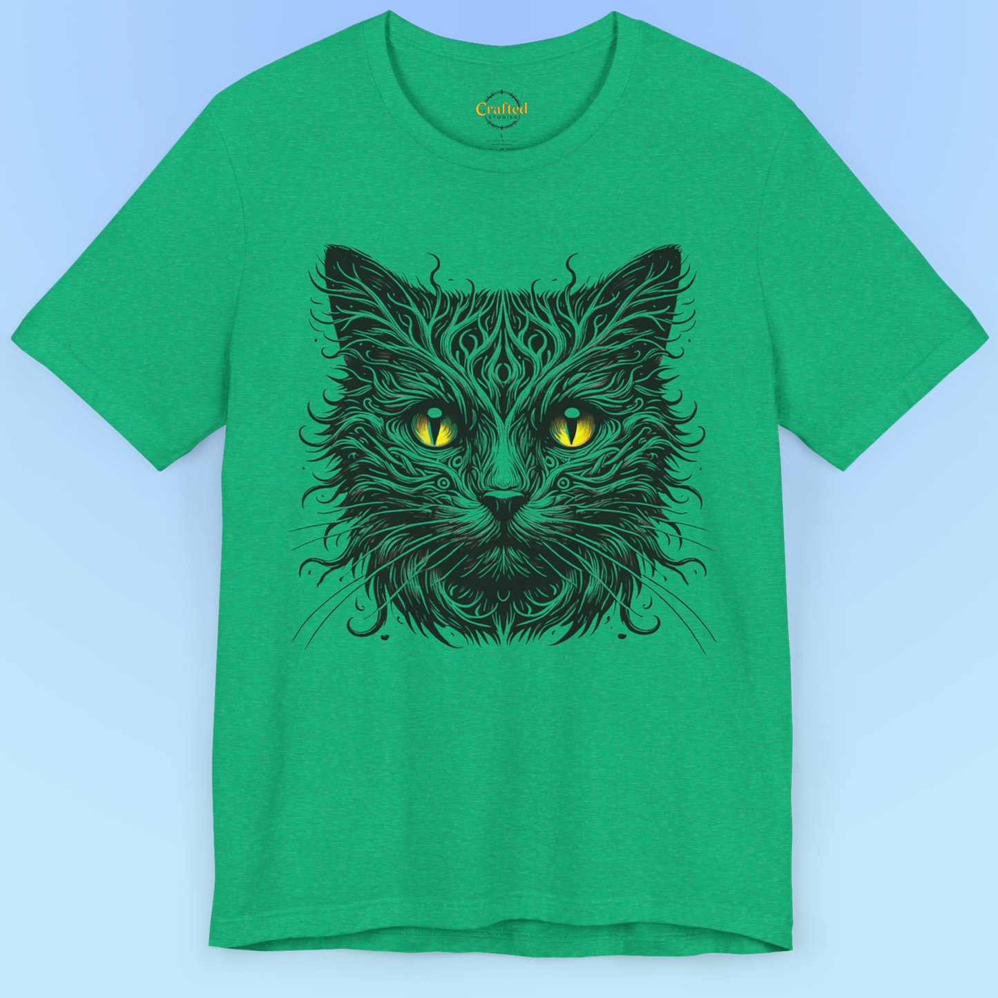 Black Cat With Yellow Eyes- Short Sleeve T- shirt