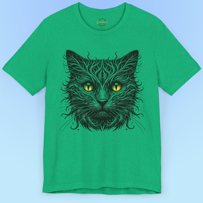 Black Cat With Yellow Eyes- Short Sleeve T- shirt