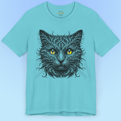Black Cat With Yellow Eyes- Short Sleeve T- shirt