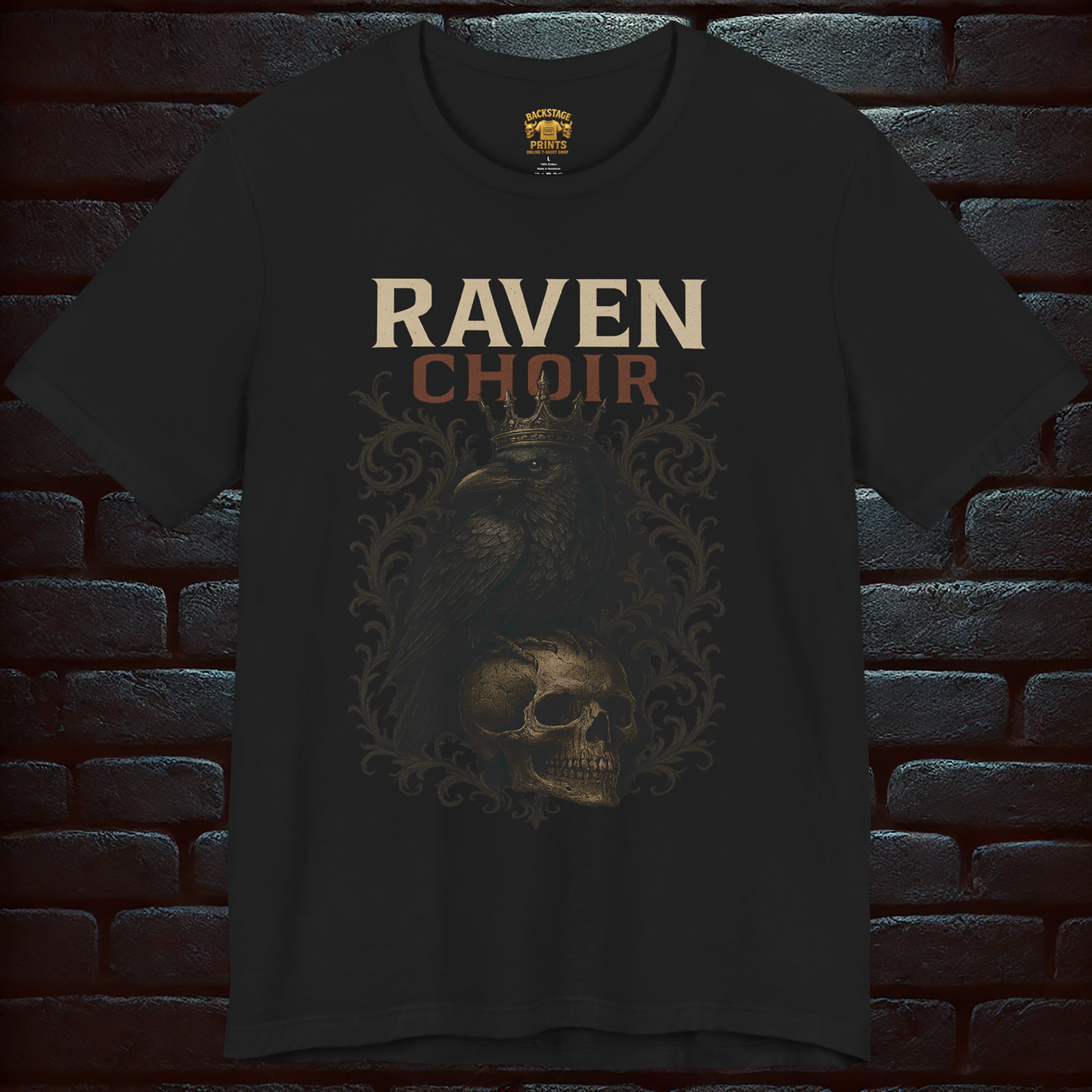 Raven Choir – Gothic Crow and Skull T-Shirt, Short Sleeve T- shirt