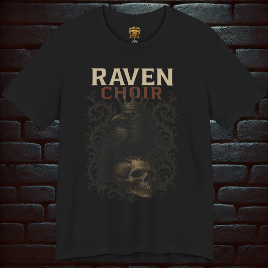Raven Choir – Gothic Crow and Skull T-Shirt, Short Sleeve T- shirt