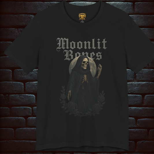 Moonlit Bones – Gothic Reaper Moon Tee, Short Sleeve T- shirt