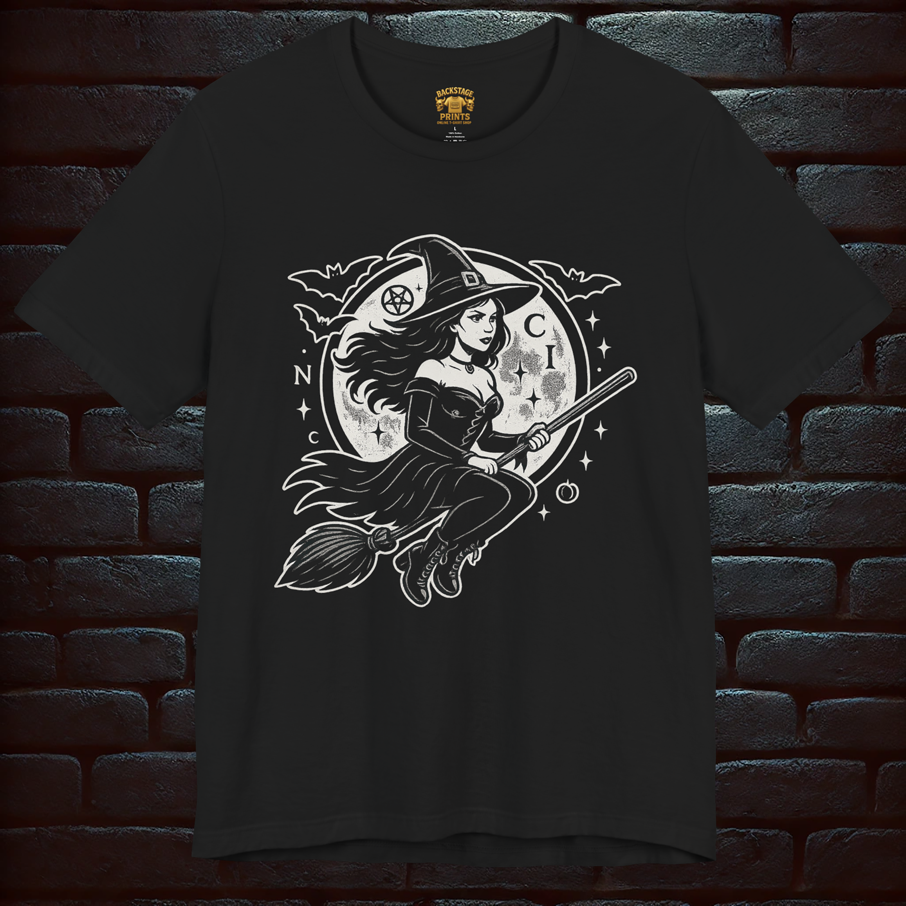 Gothic Halloween Witch & Skull T-Shirt – Spooky, Funny & Dark Style –Short Sleeve Tee