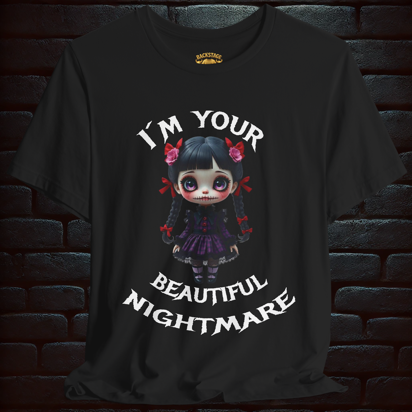 I'm Your Beautiful Nightmare – Gothic Doll Horror Tee, Short Sleeve T- shirt