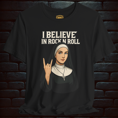 Nun Rock N Roll T-Shirt – Gothic Horror Concert Tee with Back Print  –Short Sleeve Tee
