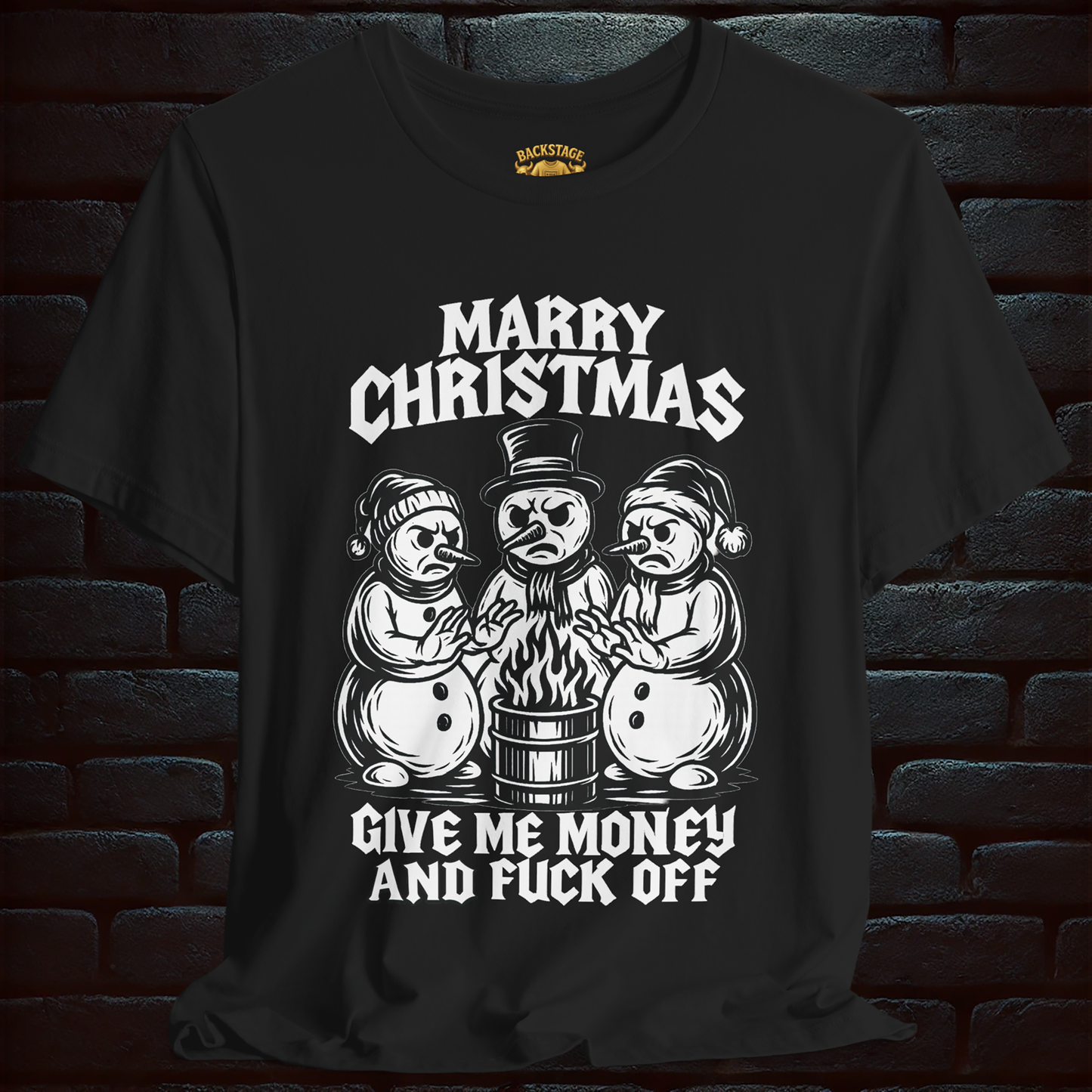 Give Me Money... Christmas T shirt– Scary Fun Design –Short Sleeve Tee