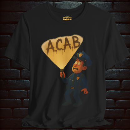 "A.C.A.B.” Short Sleeve T- shirt for Punks, Metal Heads, Anarchyst, Motorcycle Riders and all those who feel suffocated by the system