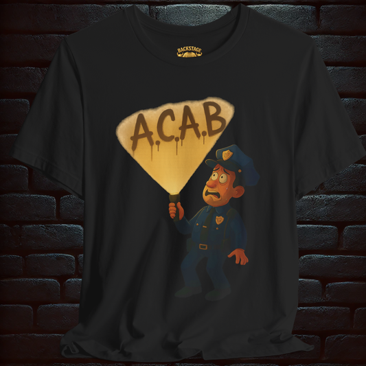 "A.C.A.B.” Short Sleeve T- shirt for Punks, Metal Heads, Anarchyst, Motorcycle Riders and all those who feel suffocated by the system
