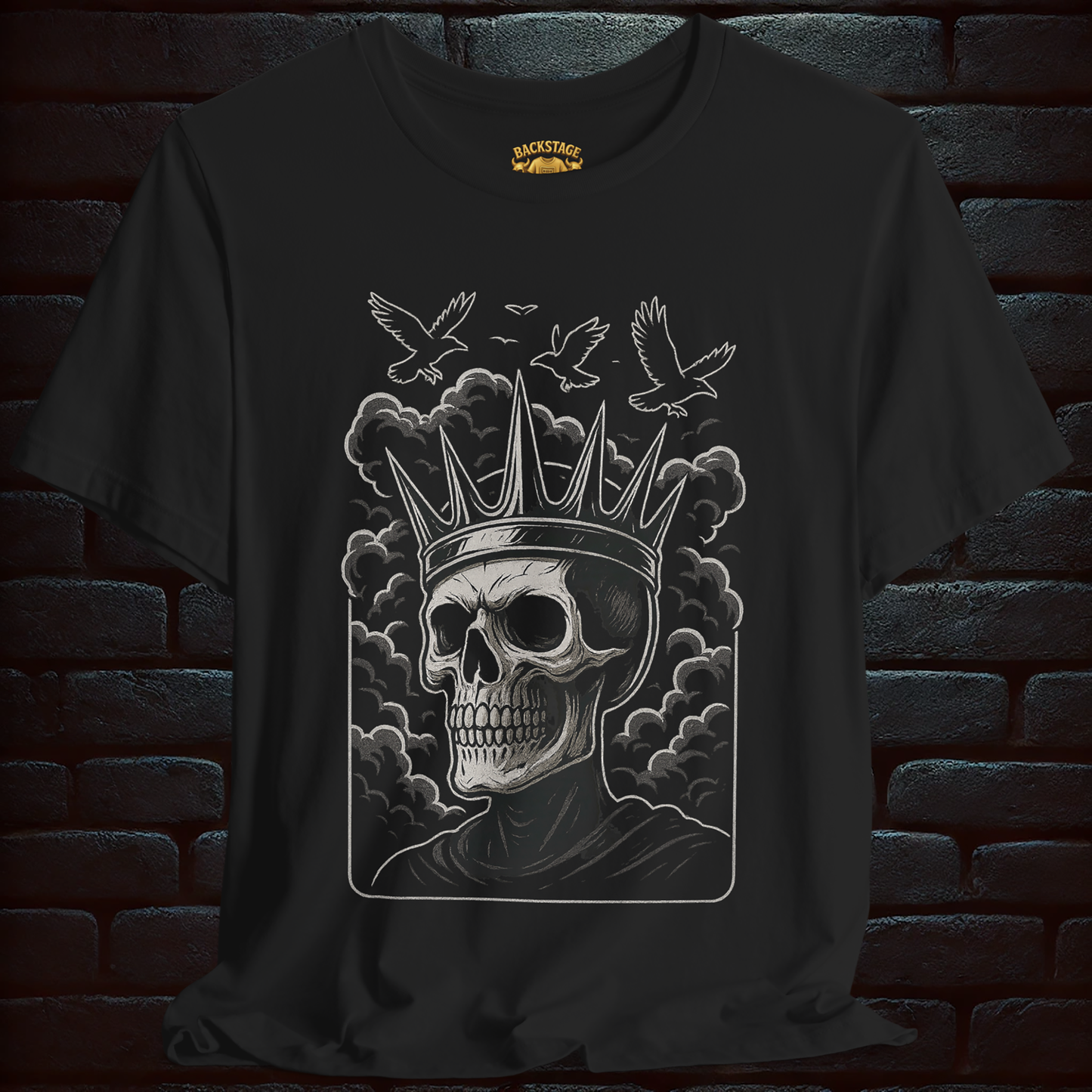 King of Fools – Halloween Dark Skull Crown & Pentagram T-Shirt  Short Sleeve Tee