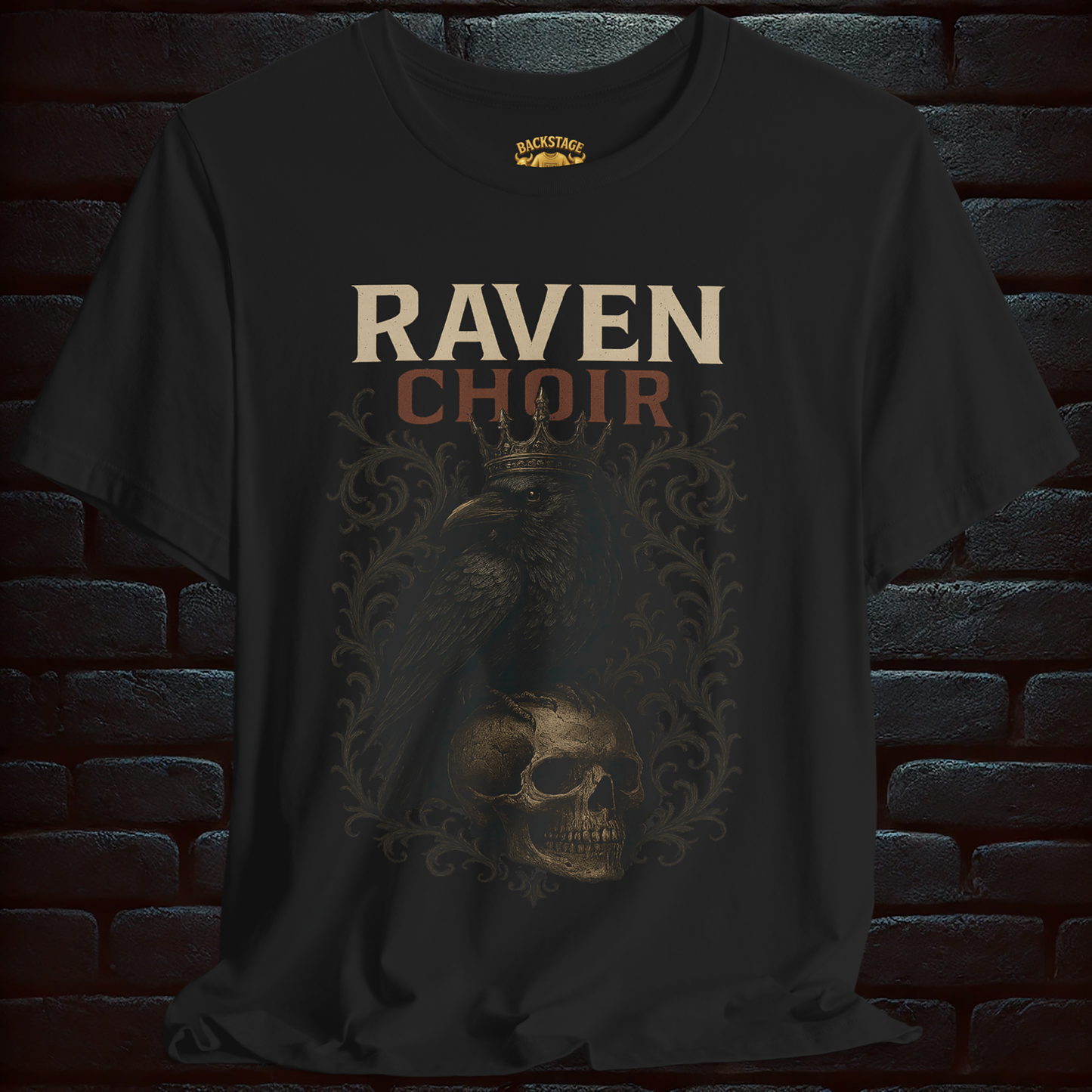 Raven Choir – Gothic Crow and Skull T-Shirt, Short Sleeve T- shirt