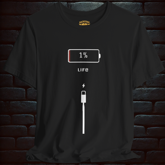 "Low Battery Mood – Funny Power-Drained T-Shirt for Workdays, Mornings & Everyday Chaos" Short Sleeve T- shirt