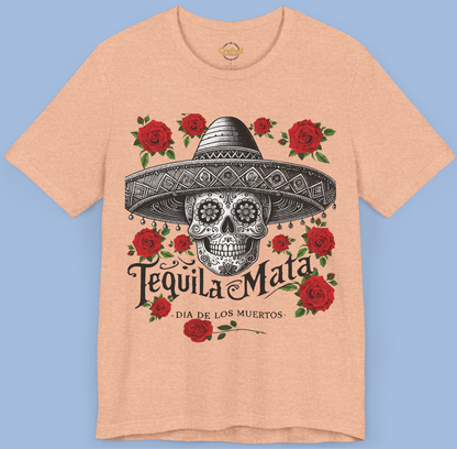 "Tequila Mata" Skull T-Shirt – The Ultimate Party Statement! Unisex Jersey Short Sleeve T- shirt