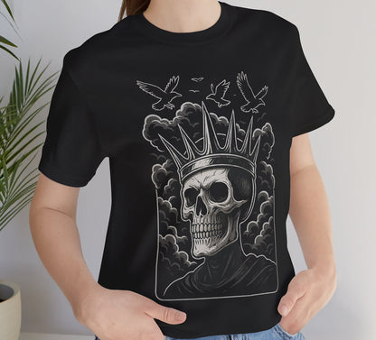 King of Fools – Halloween Dark Skull Crown & Pentagram T-Shirt  Short Sleeve Tee