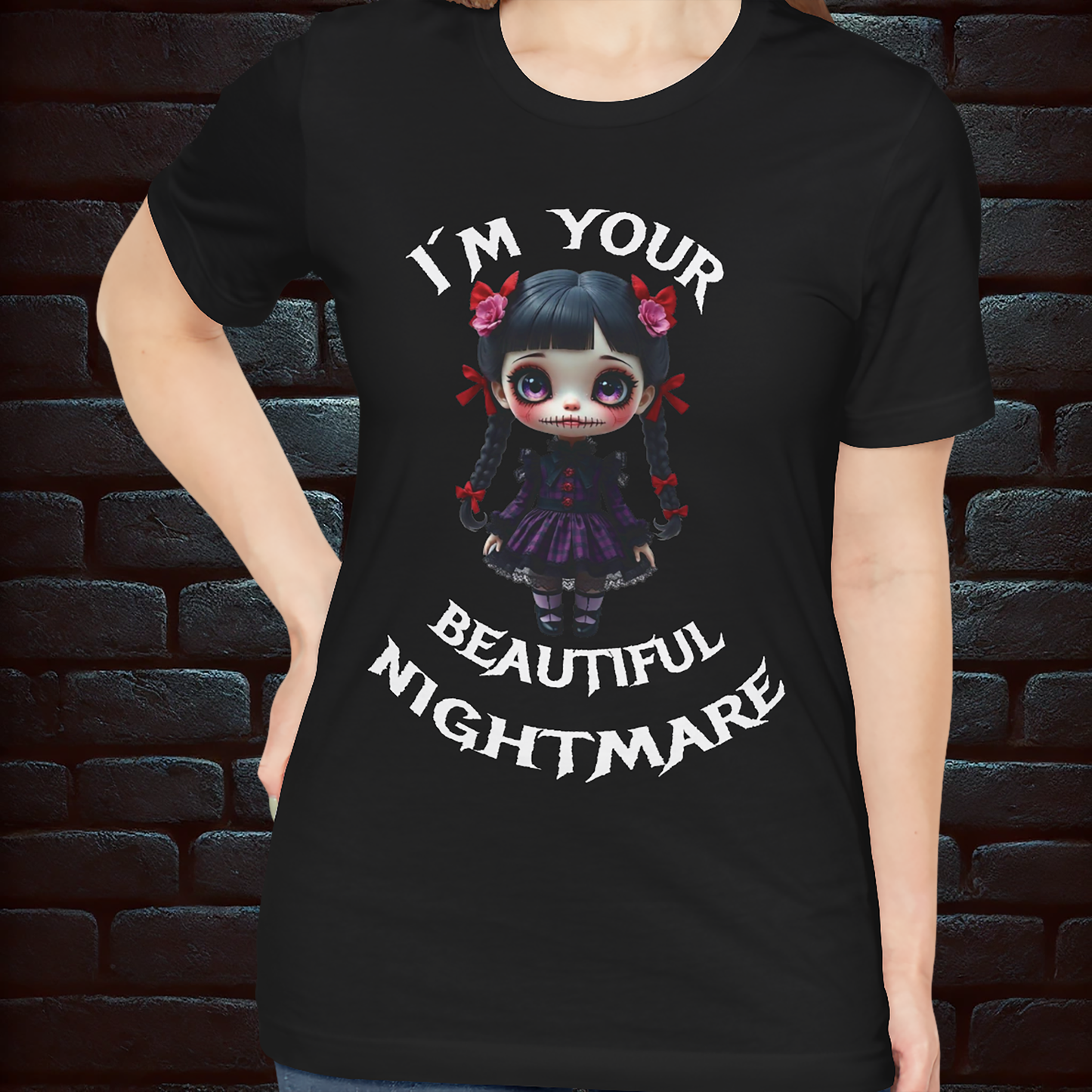 I'm Your Beautiful Nightmare – Gothic Doll Horror Tee, Short Sleeve T- shirt
