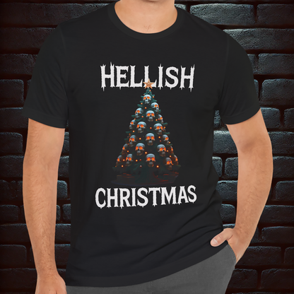 Hellish Christmas, Bloody Christmas– Scary Fun Design –Short Sleeve Tee
