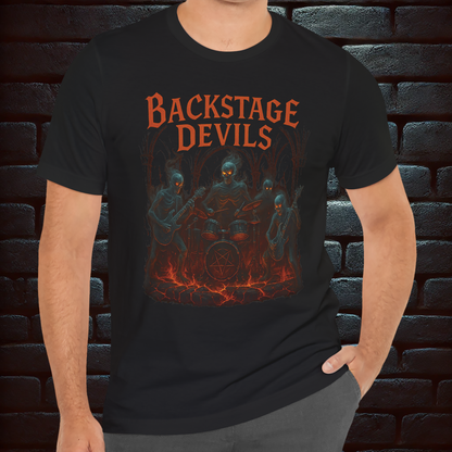 Backstage Devils – Infernal Metal Band Tee, Short Sleeve T- shirt