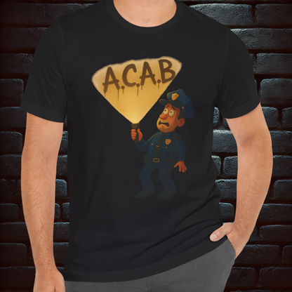 "A.C.A.B.” Short Sleeve T- shirt for Punks, Metal Heads, Anarchyst, Motorcycle Riders and all those who feel suffocated by the system